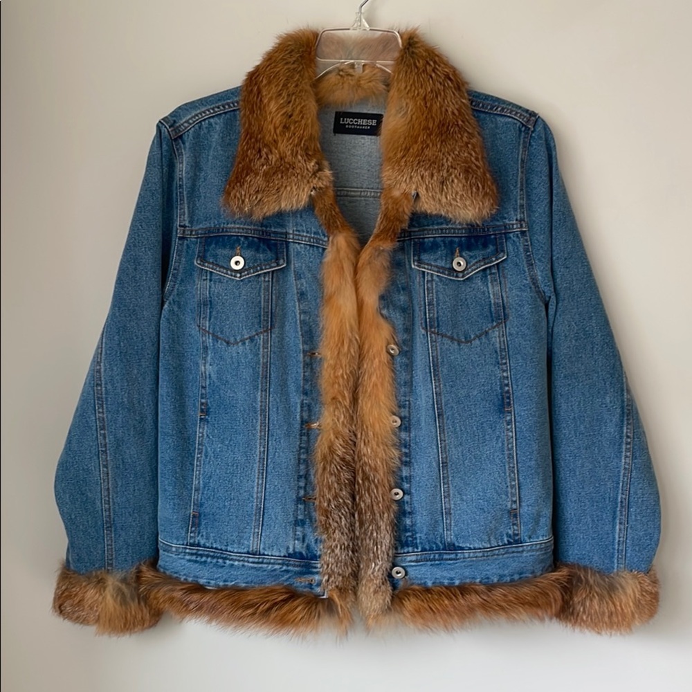 Lucchese Jean Jacket with Plush Fox Fur Trim
